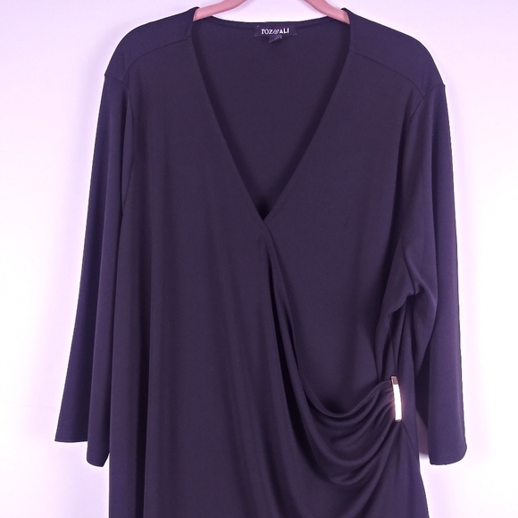 Roz & Ali Tops - Roz & Ali Gold Side Bar Ruched Wrap Top-Size 3X